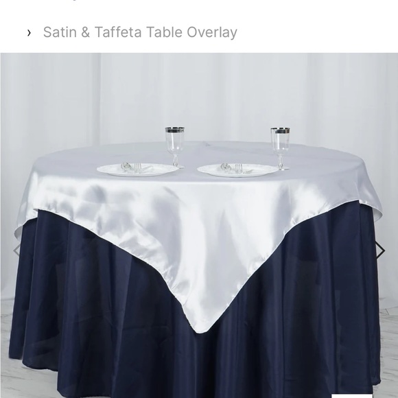 60"x60" White Square Smooth Satin Table Overlay $8 each or 7x$50.00 - Picture 2 of 3